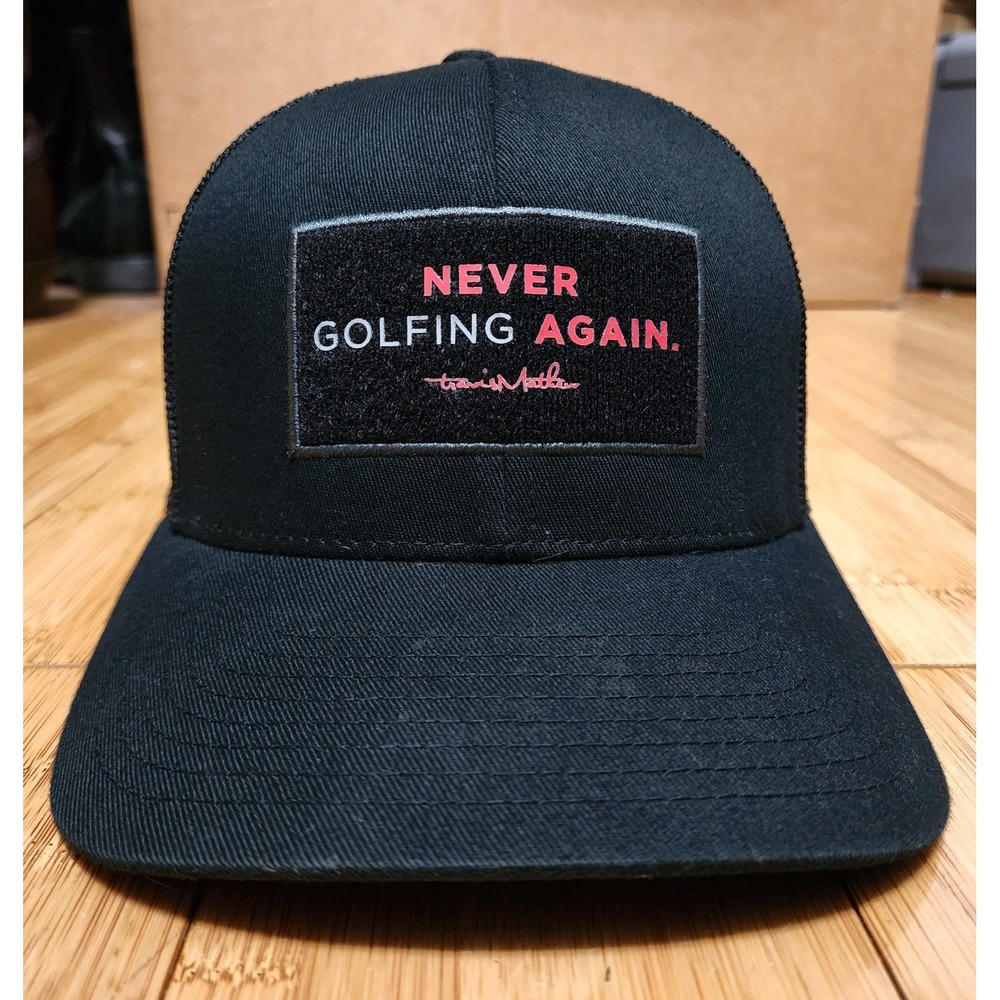 Travis Mathew Hat Cap Snapback 110 Flex Patch "Never Golfing Again" Golf OS Mesh